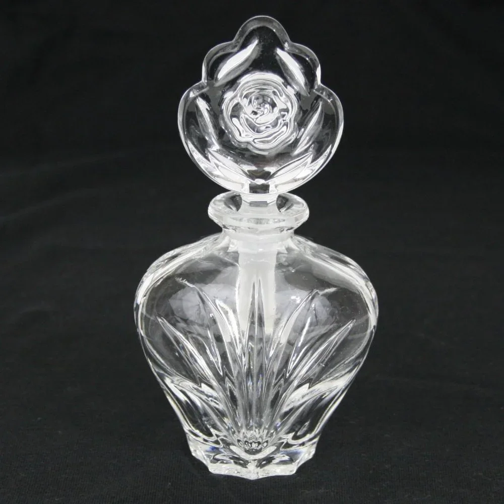 Vintage 50's Glass Perfume Decanter with Floral Stopper - Picture 1 of 4
